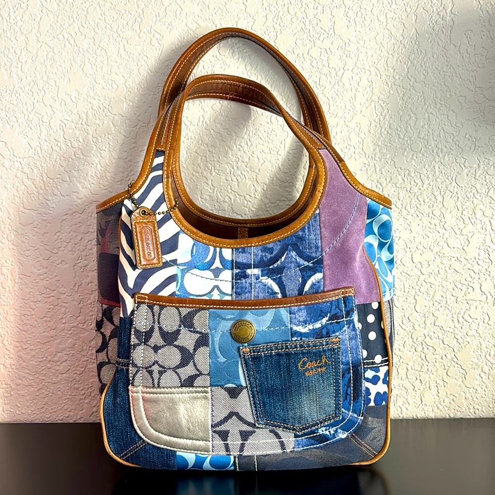 Vintage Coach Denim Patchwork Handbag